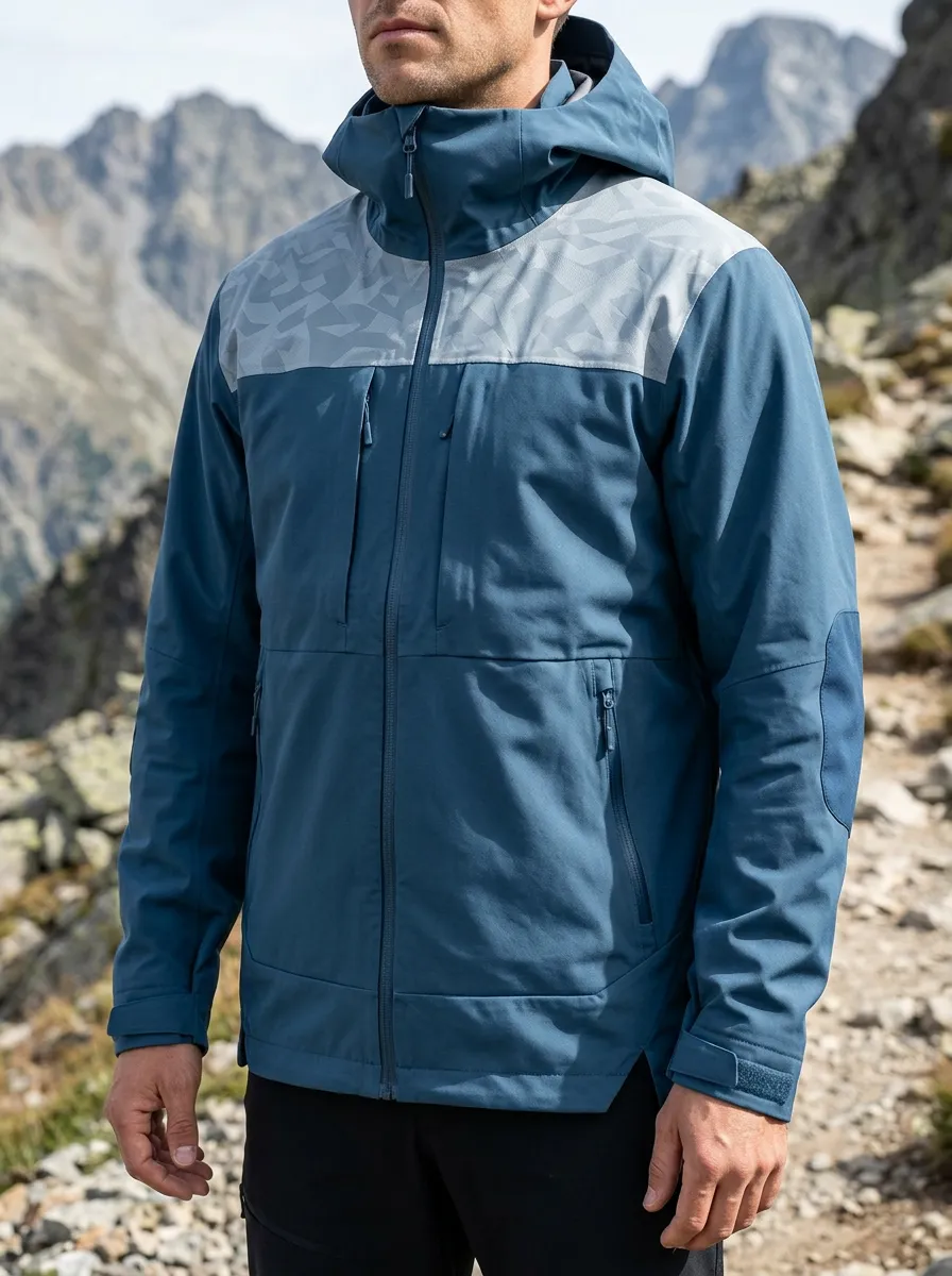 Men's Hiking Mountain Geometric Pattern Printed Jacket