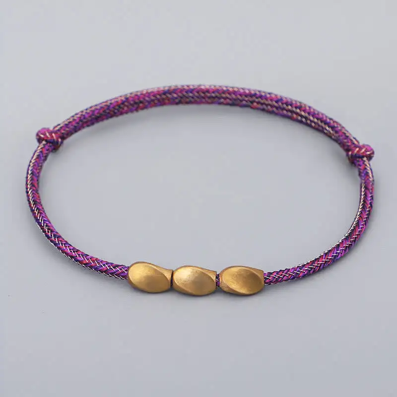 Multiple Colors String Copper Beads Bracelet