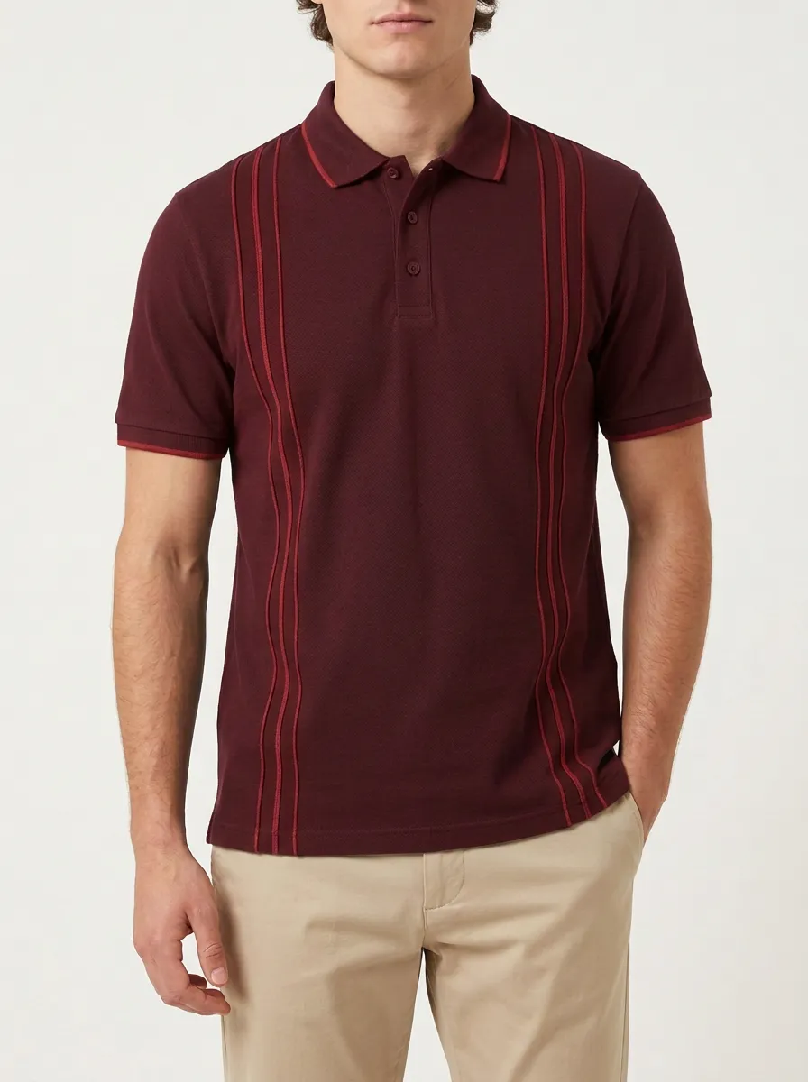 Men's Classic Weekend Vertical Stripe Printed Polo Shirt