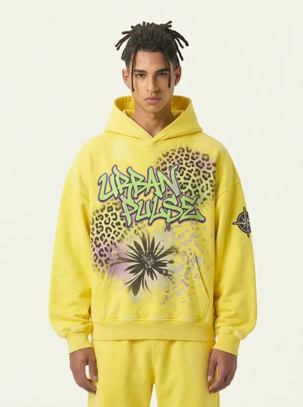 Unisex Streetwear Graffiti Leopard Floral Hoodie