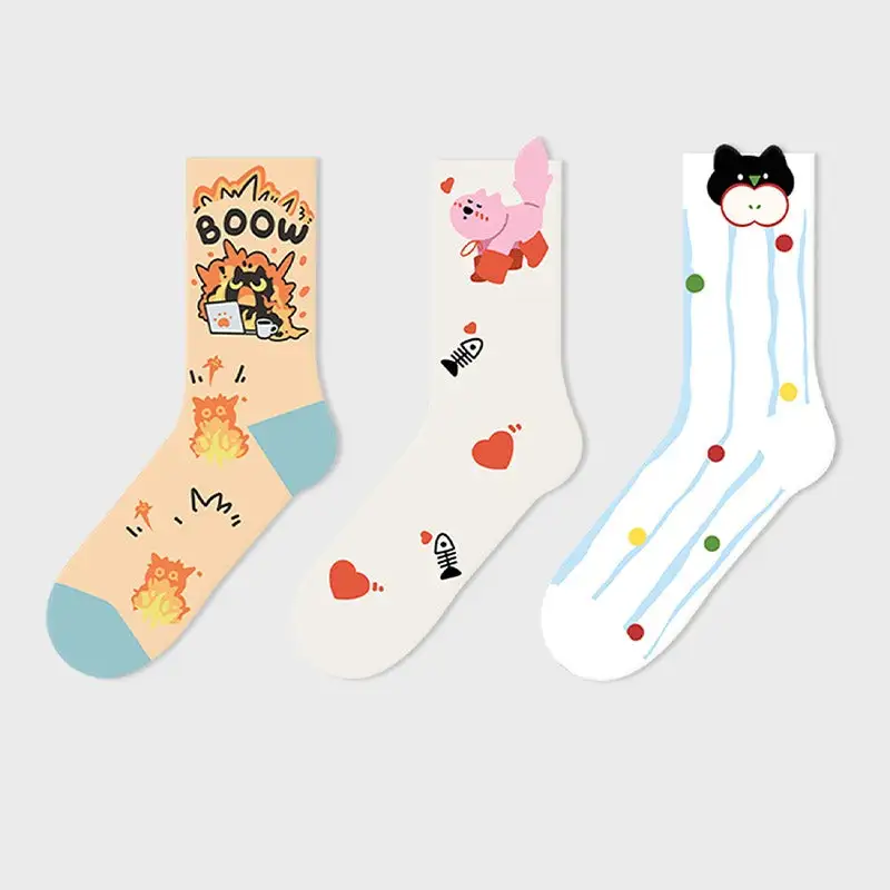 Cat Graphic Crew Socks