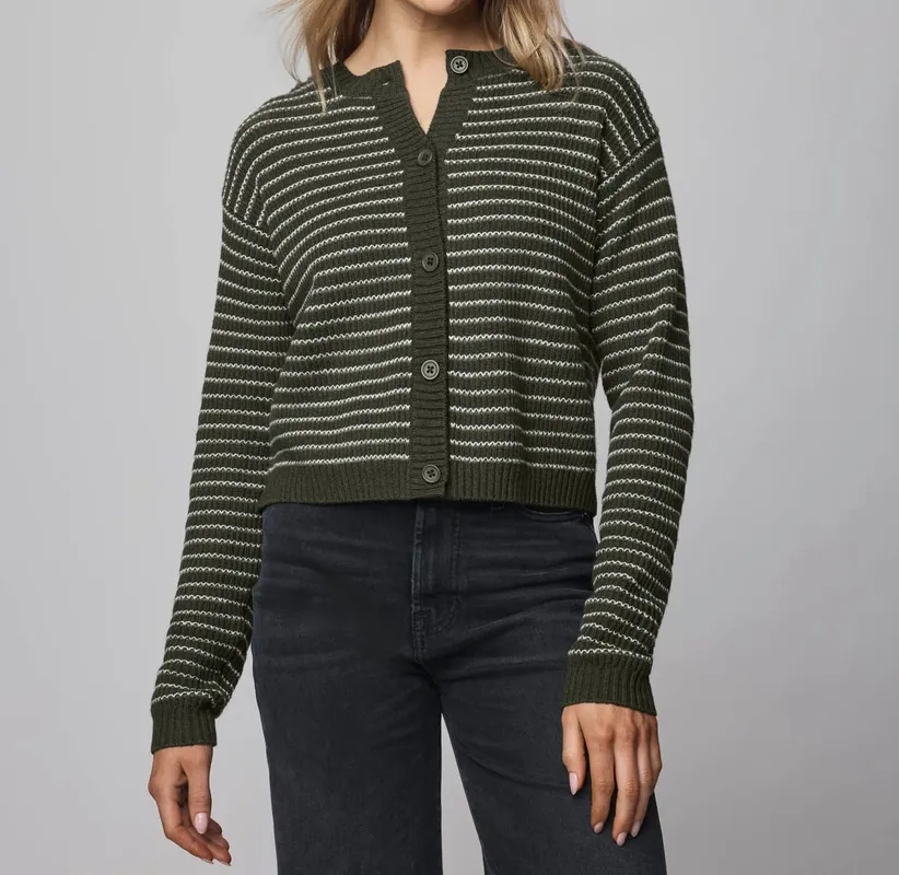 Casual Stripe Crop Cardigan
