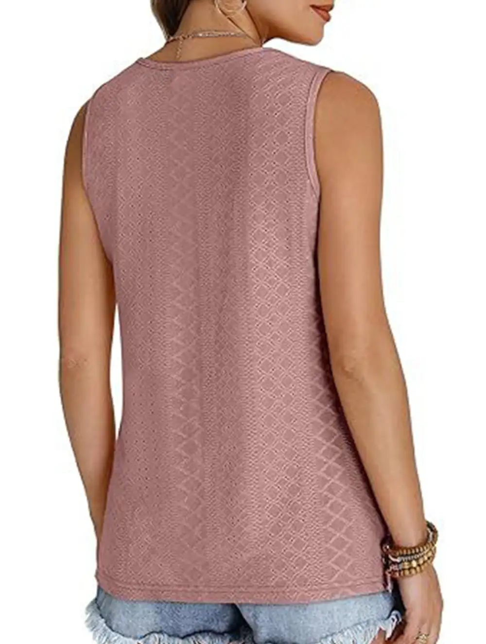 Textured V-Neck Tank Top