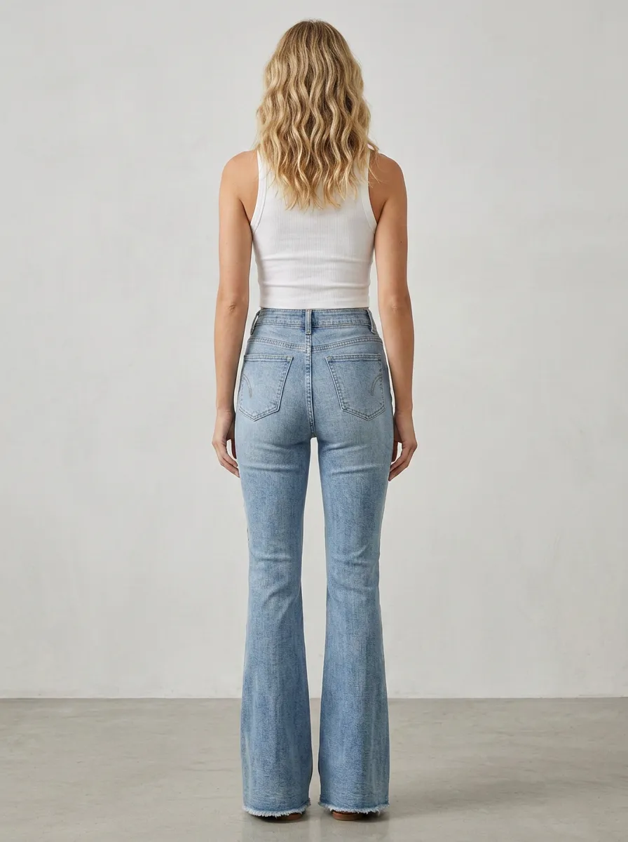 Women's Decorative Floral Embroidered High Rise Flare Jeans