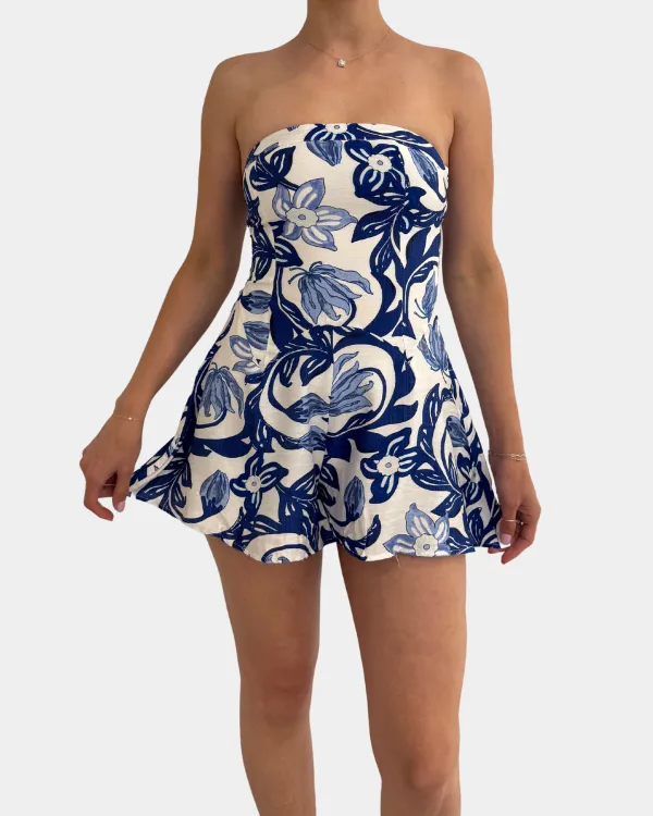 Floral Back Tie Romper