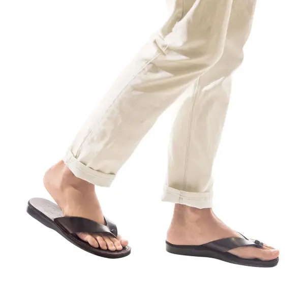 Refined Leather Flip Flop Sandals