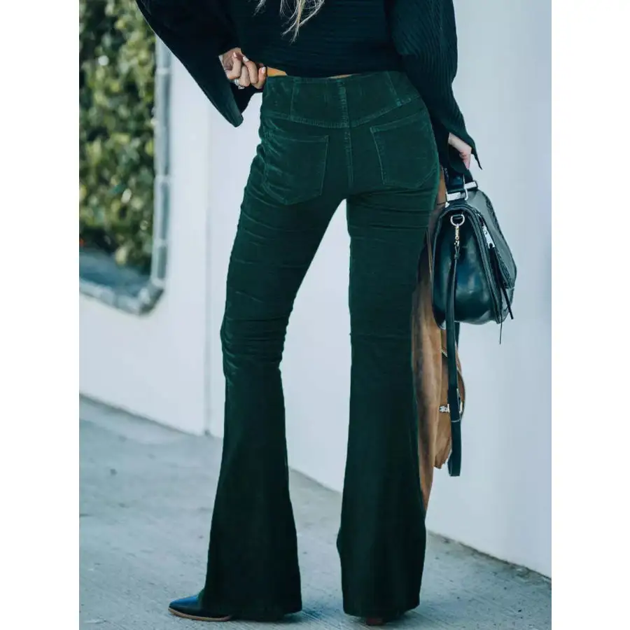 Full Size Corduroy Flare Pants Plus Size