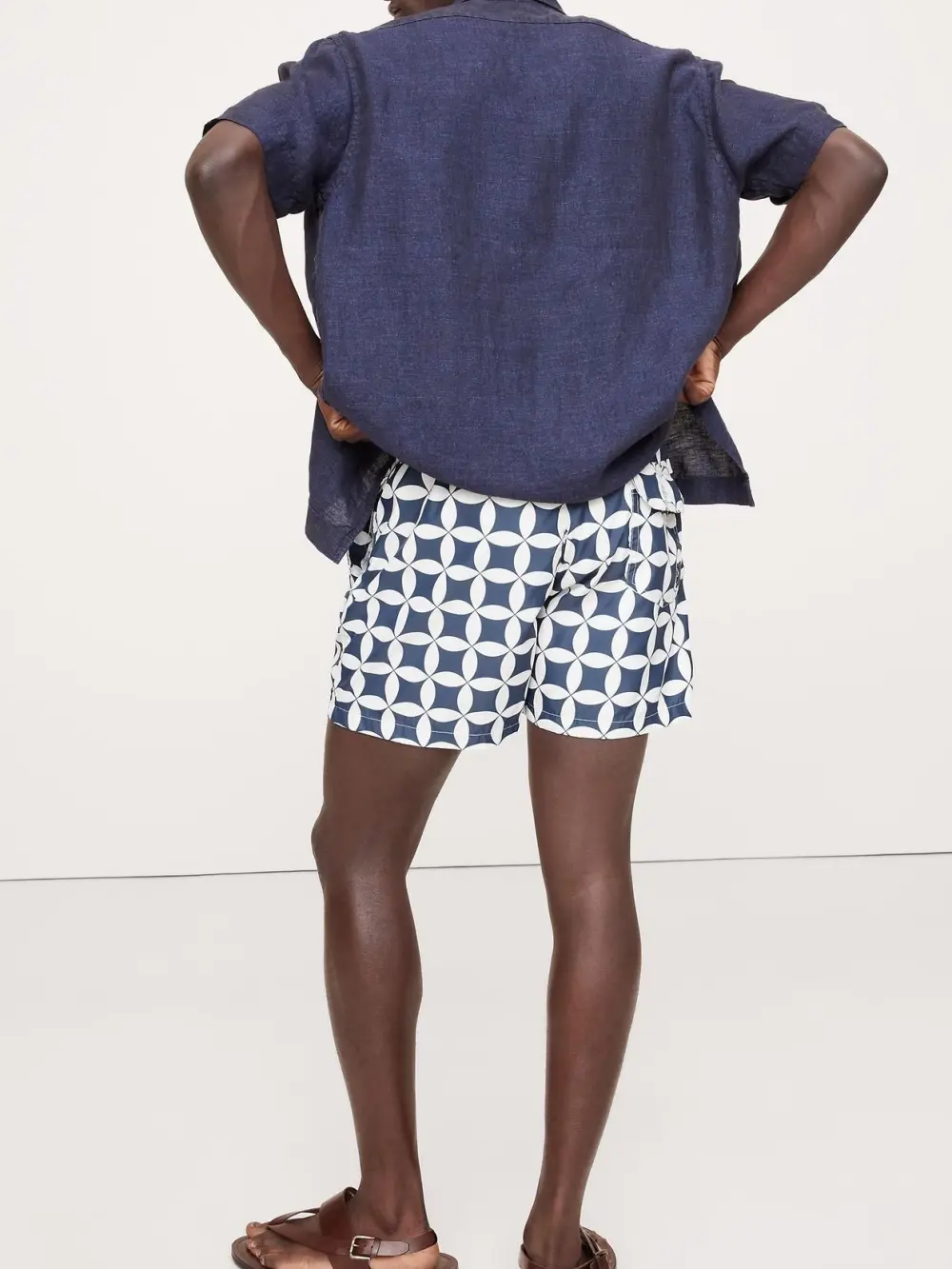 Men's Navy Blue Print Waterproof 5.5