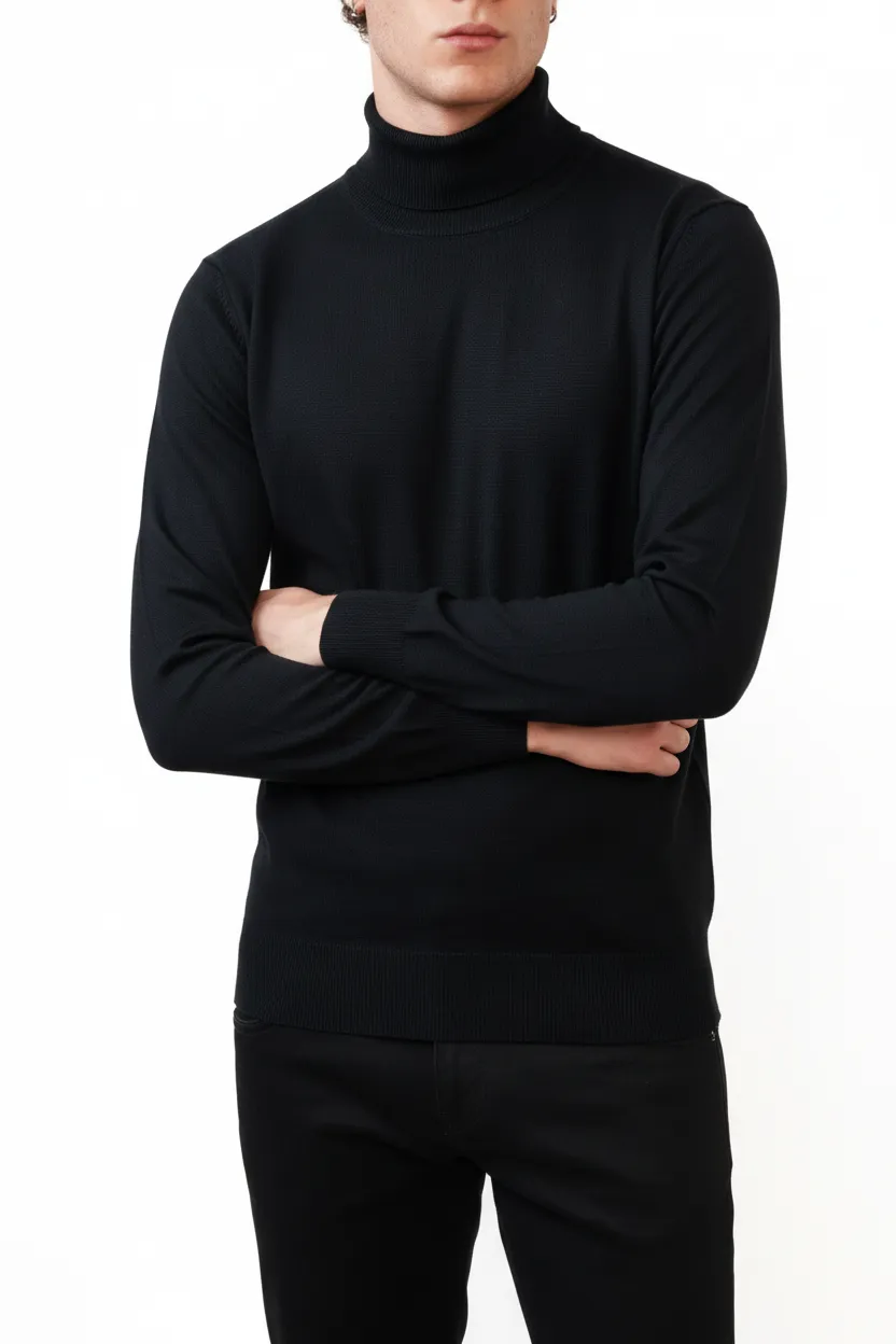 Slim Fit Viscose Turtleneck Sweater