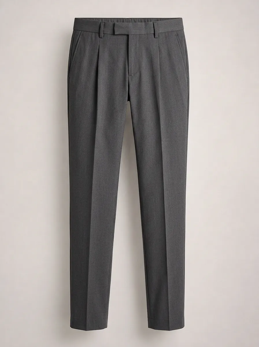 Men's Formal Business Grey Pleated Trousers