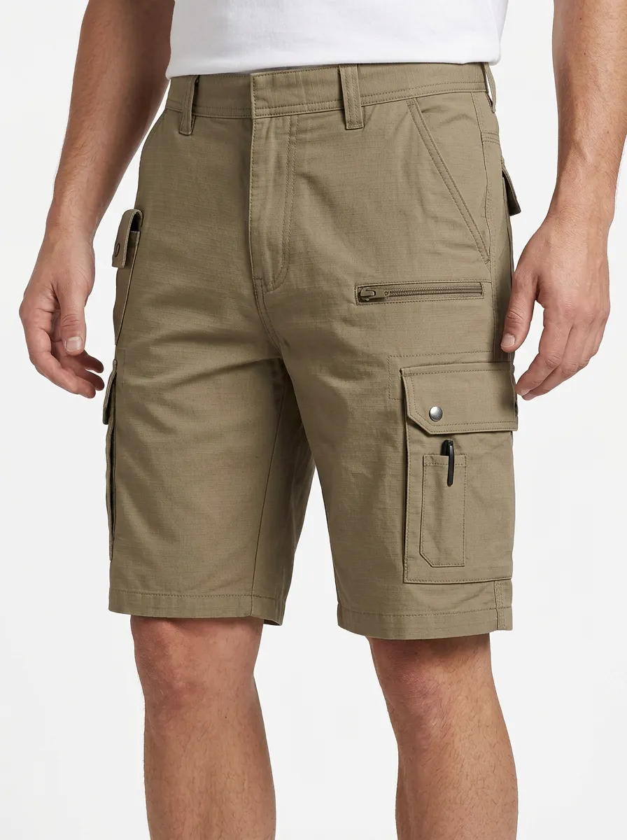 Men's Snap Cargo Pockets Tool Slots Cargo Shorts