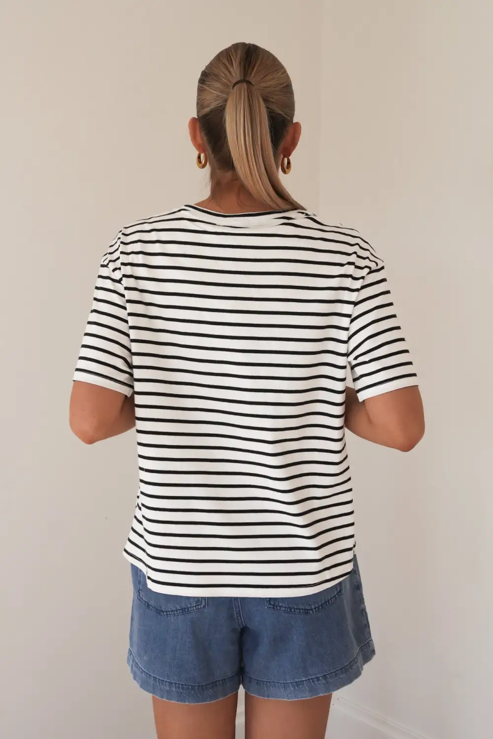 Striped Boxy Essential Casual Tee