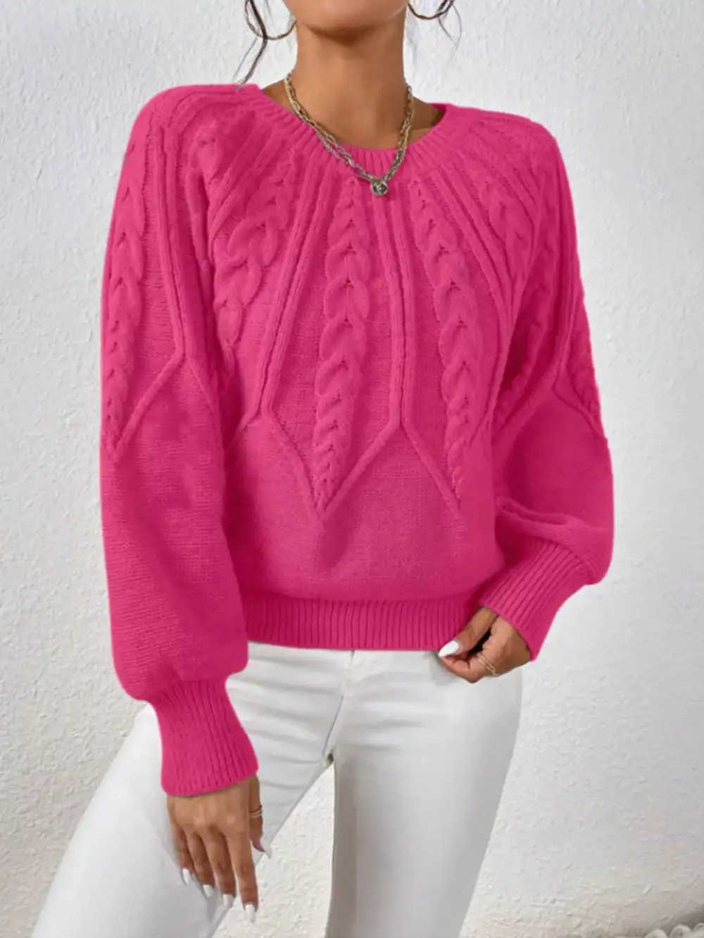 Essential Long Sleeve Cable Knit Sweater
