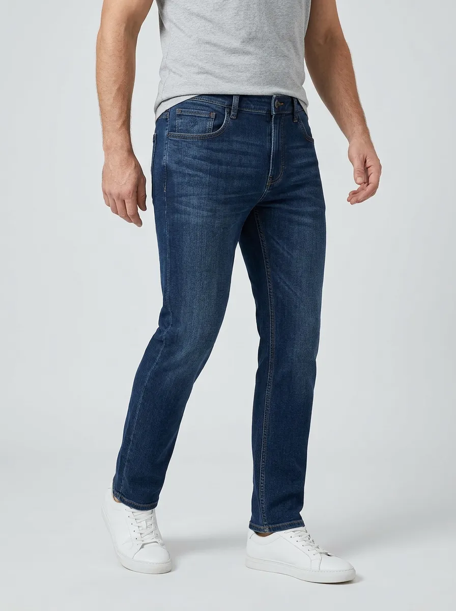 Men's Casual Dark Wash Slim Fit Stretch Jeans