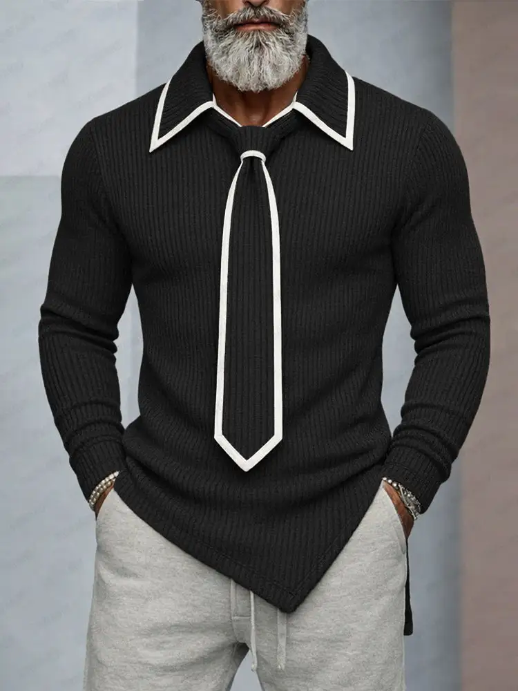 Ribbed Knit Tie Detail Sweater