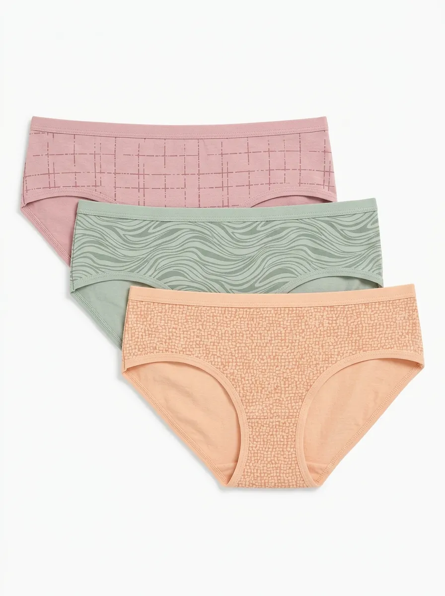 Women's Geometric Wave Pattern Printed Three Pack Briefs