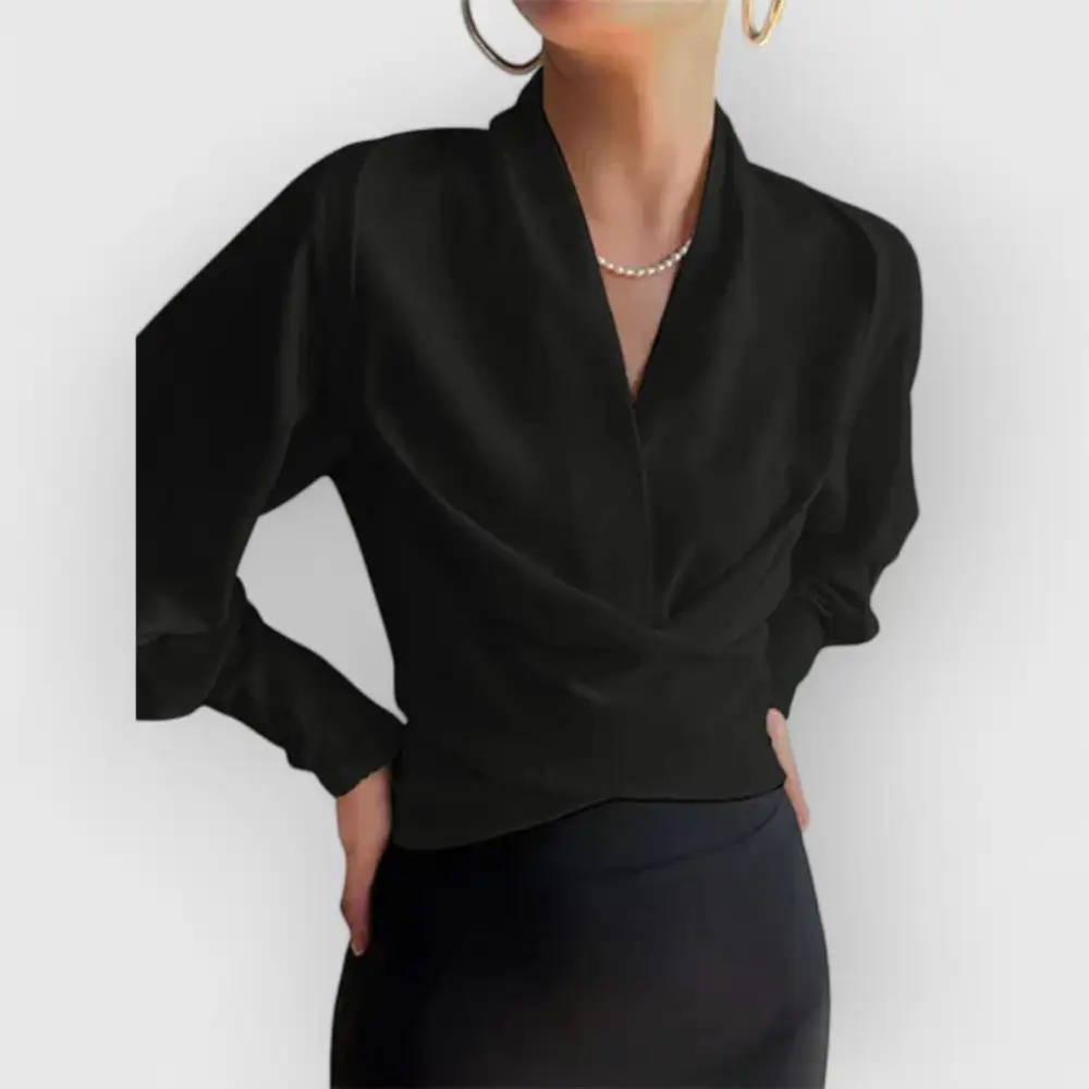  Puff Sleeve Wrap Blouse