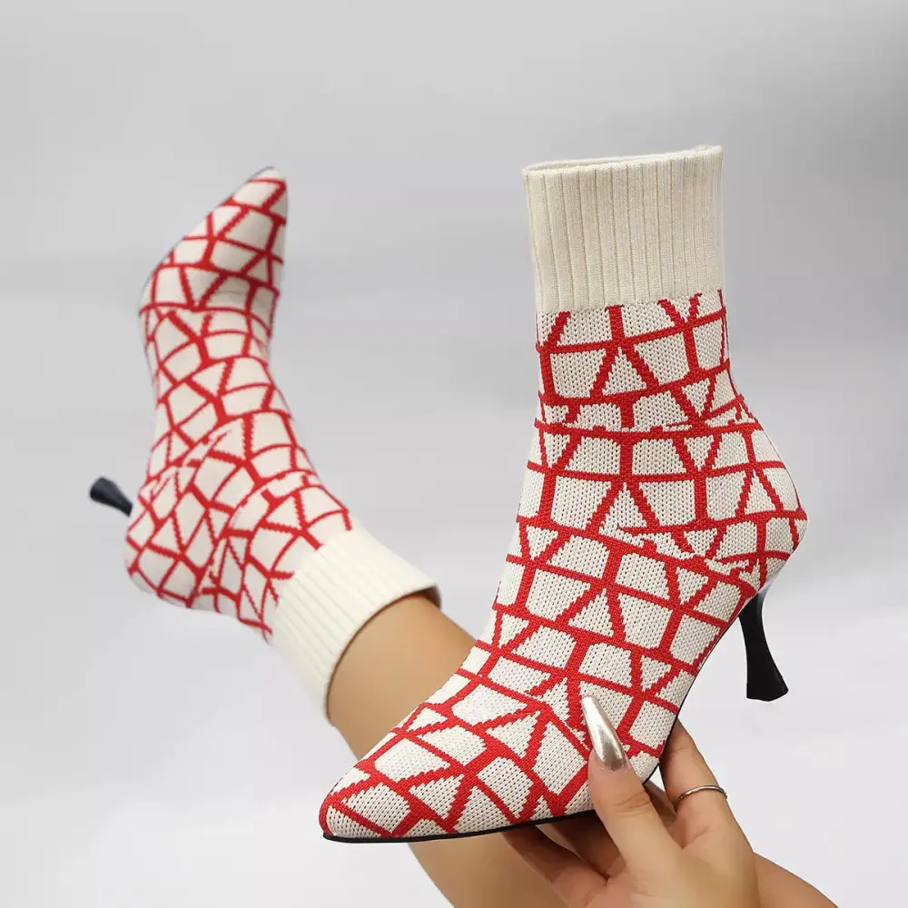 Pointed Toe Flared Heel Boots