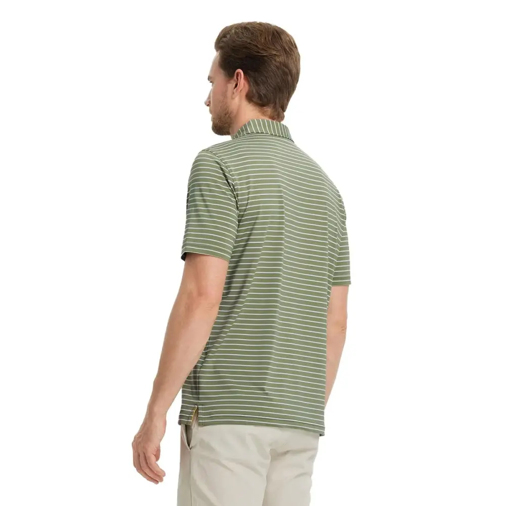 Men's Golf Striped Short Sleeve Polo Shirts Performance Comfortable Shirt