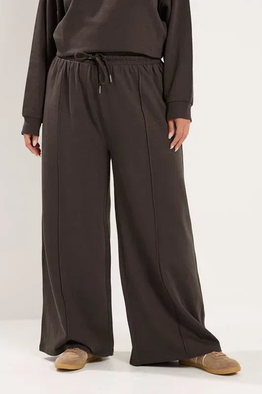 Chocolate Brown Drawstring Wide Leg Joggers
