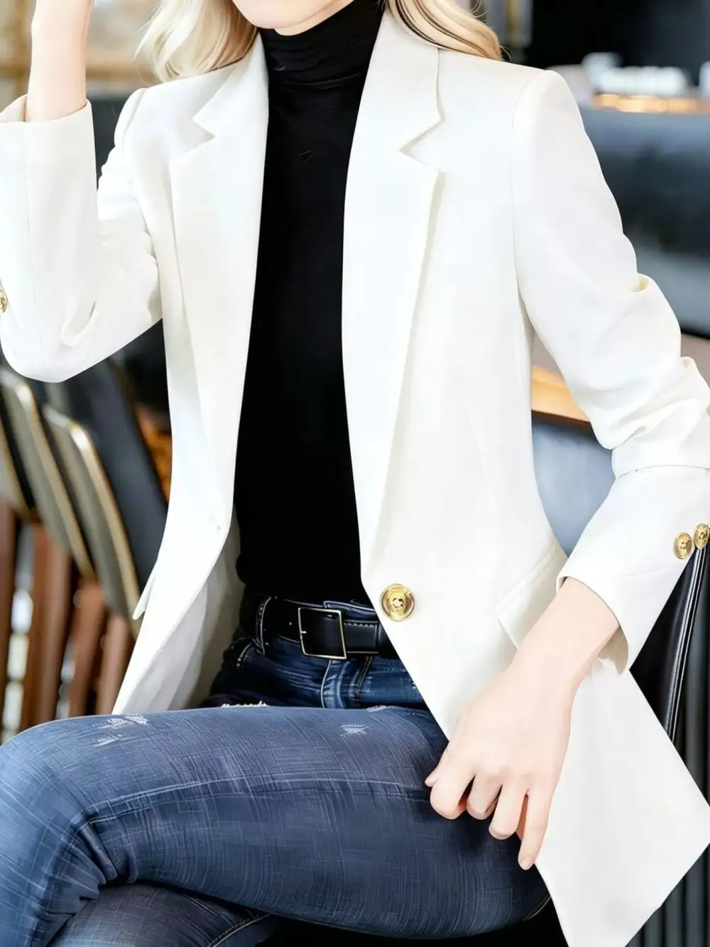 Refined Single-Button Lapel-Collar Blazer
