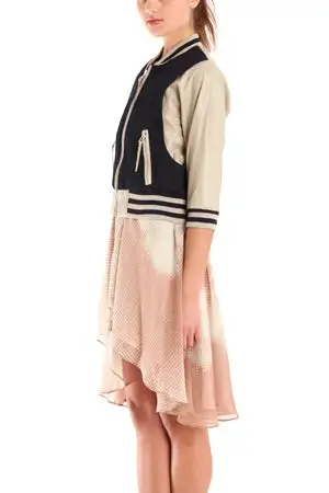 Striped Leather Cropped Jacket