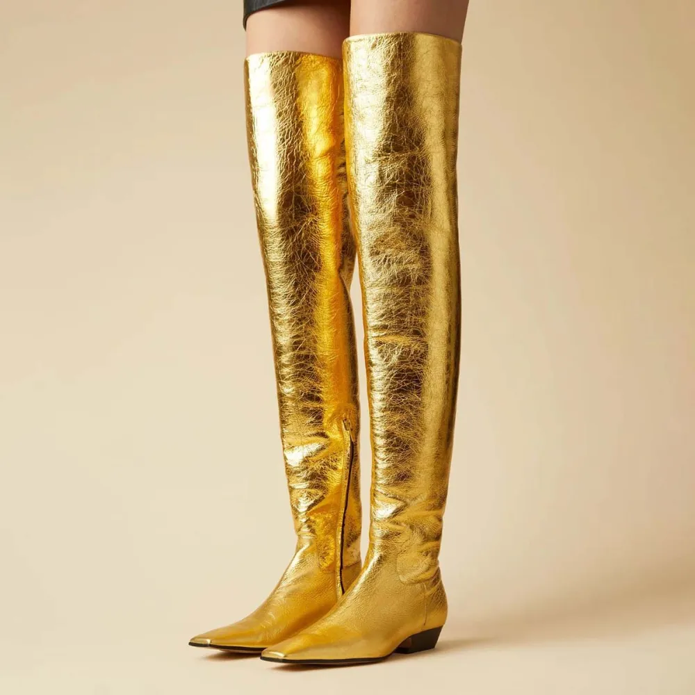 Zip-Up Square-Toe Chunky-Heel Platform Over-the-Knee Boots