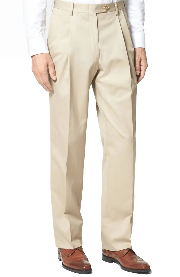 Traditional Microfiber Performance Flat Front Pleated Front Short Rise Trousers