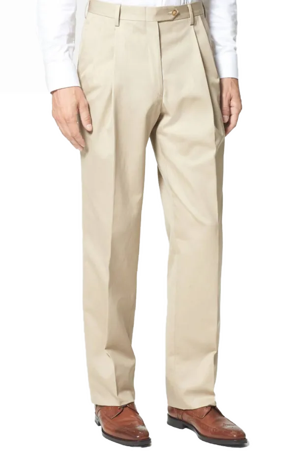 Balanced Fit Microfiber Performance Flat Front Pleated Front Regular Rise Trousers