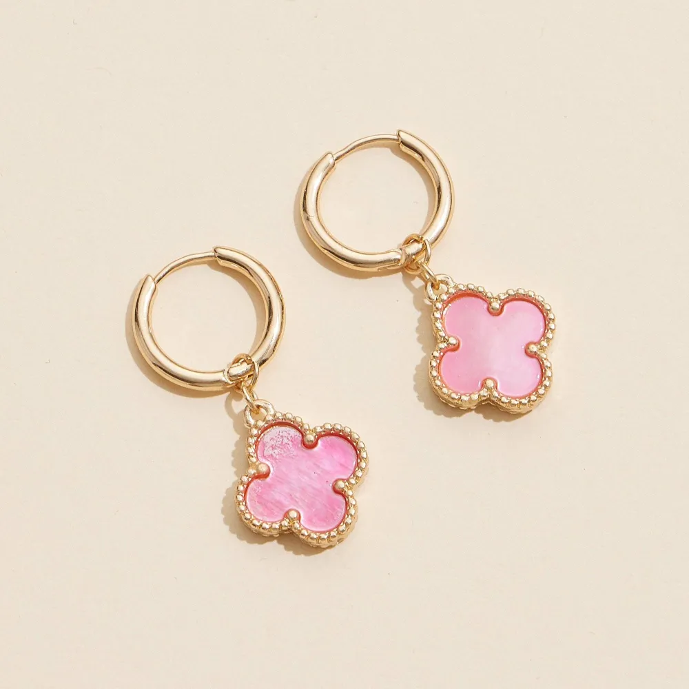 Pink Shell Hoop Earrings