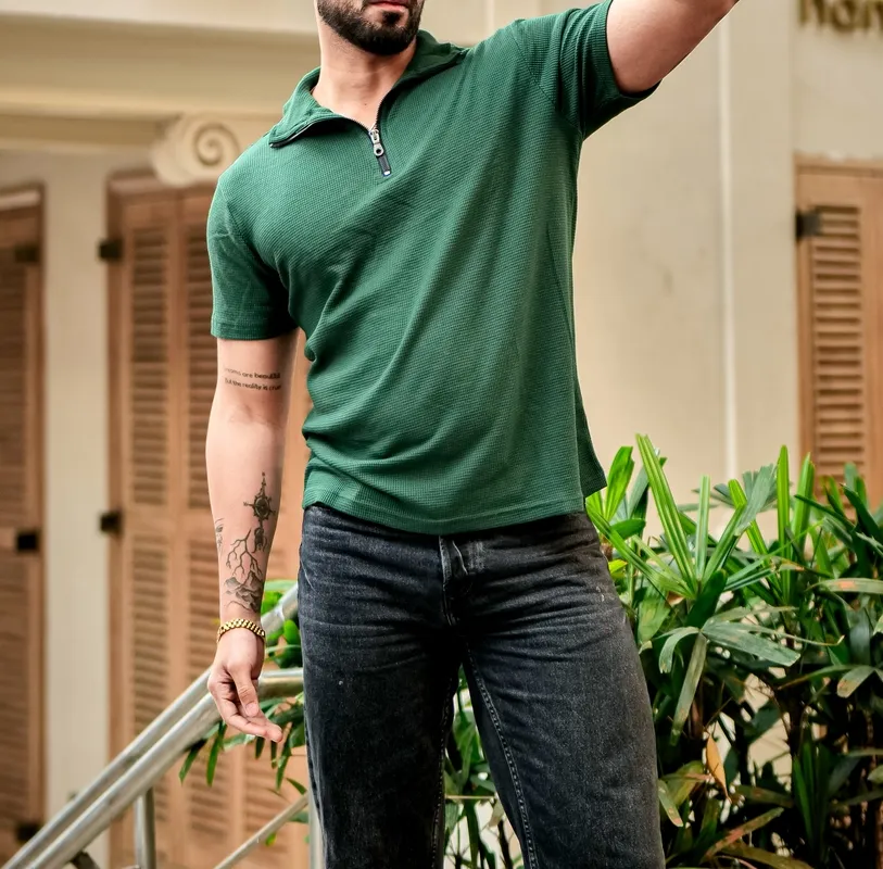 Green Casual Button Up Shirt
