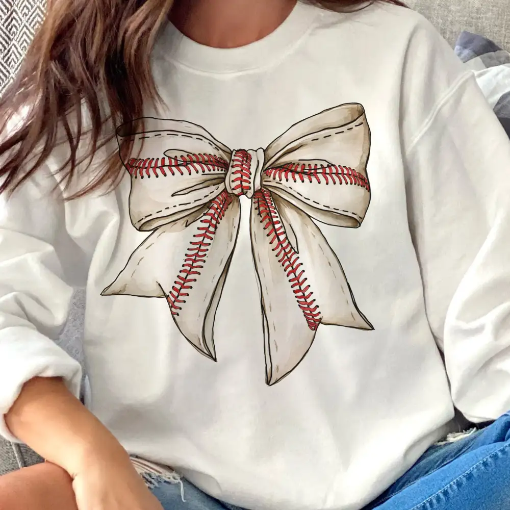 Baseball Bow Bow Detail Graphic Sweatshirt