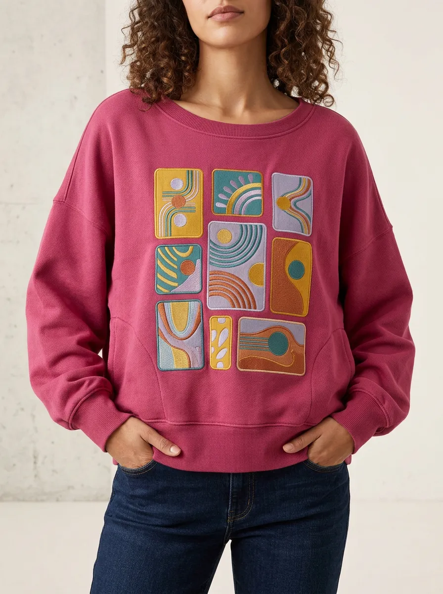 Women's Retro Geometry Illustration Graphic Hoodie