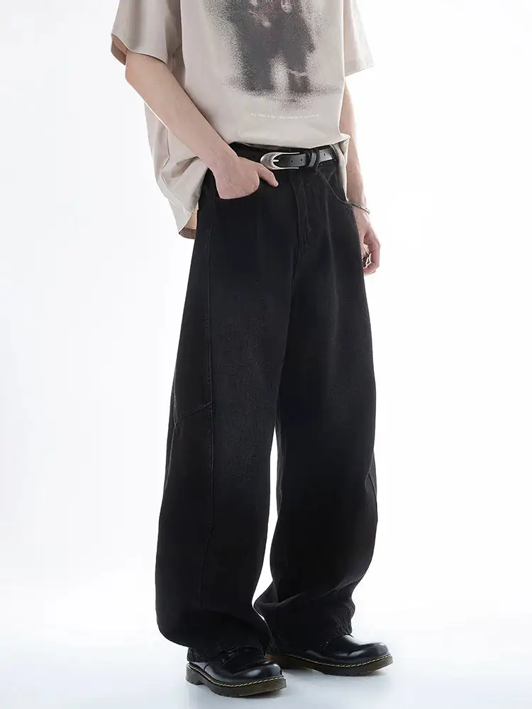 Barrel-Leg Washed Jeans