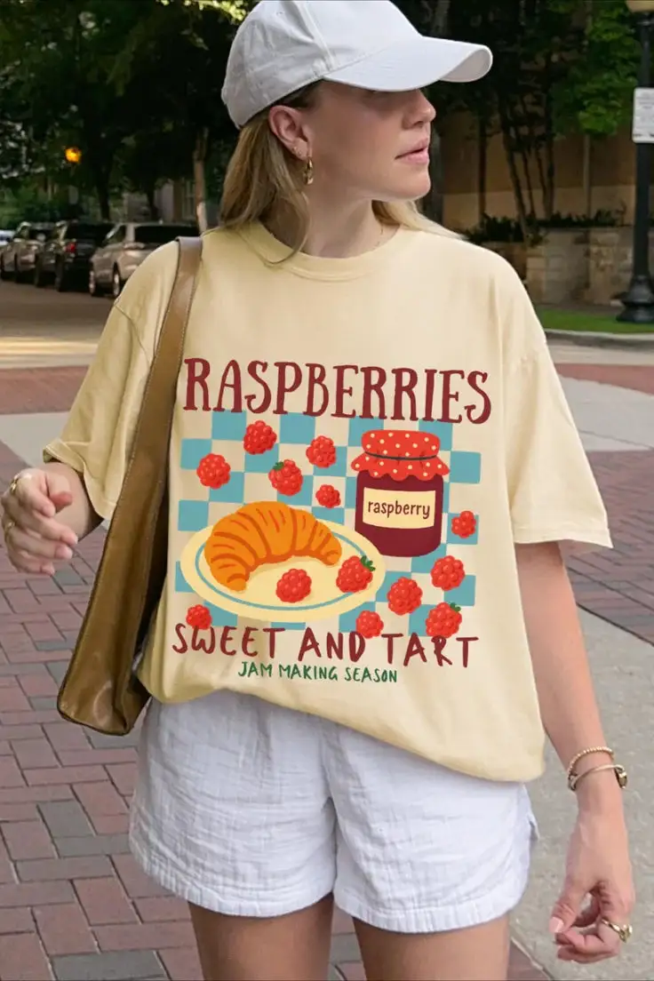 Raspberry Phrase Cotton Tee