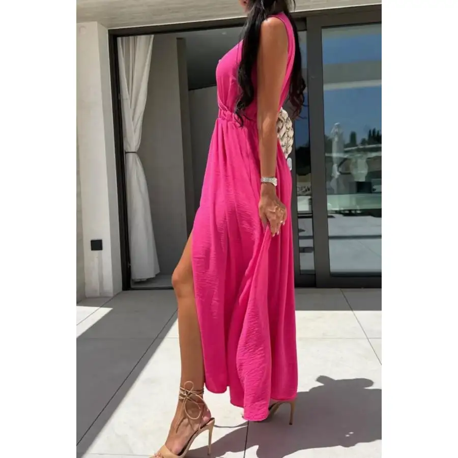 Surplice Sleeveless Slit Maxi Dress