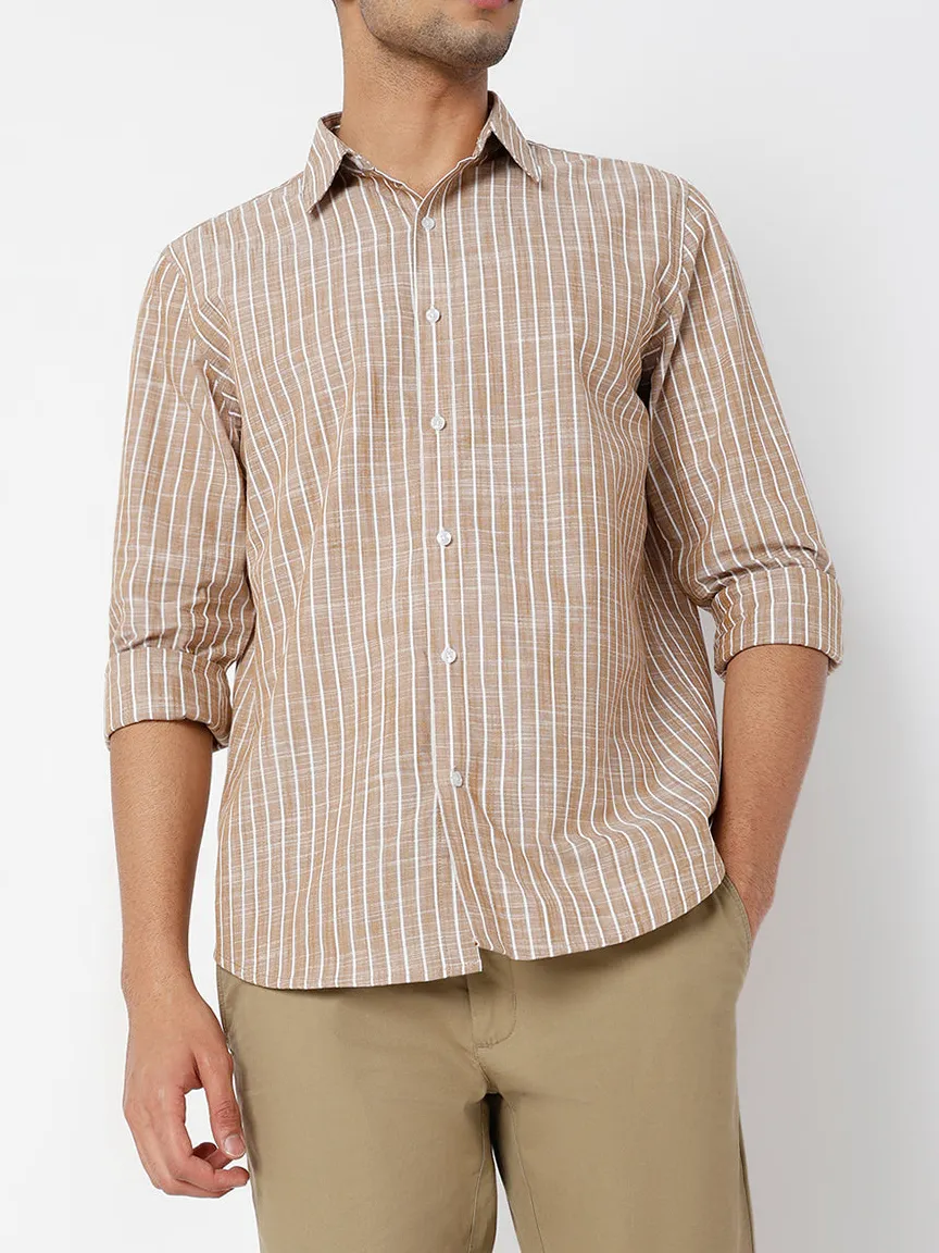 Active Striped Slim Fit Linen Men's Formal Shirt