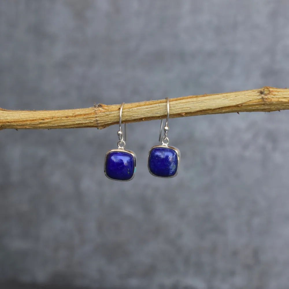 Cushion Cut Lapis Lazuli Earrings