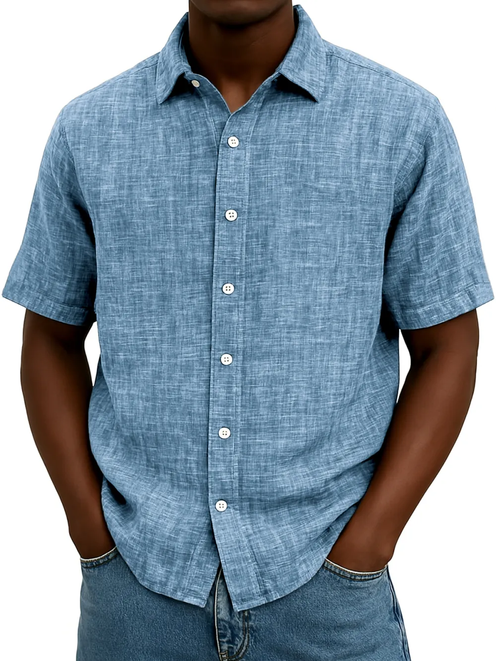 Easy Fit Linen Blend Button Front Shirt