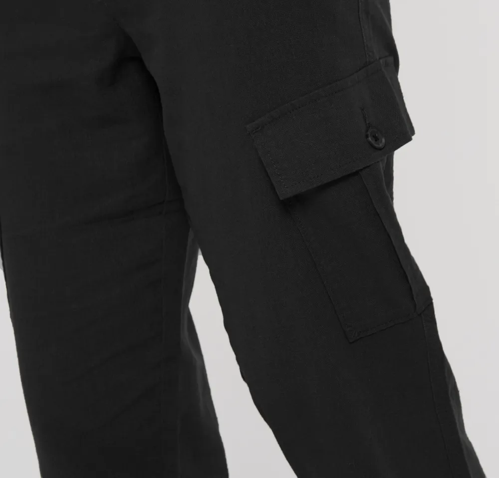 Men's Black Linen Blend Cargo Pants