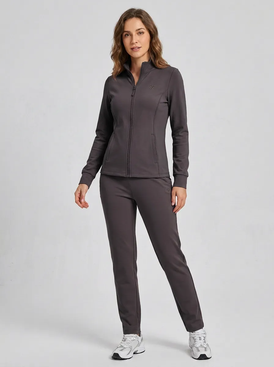Women's Dusty Pink Activewear Zip-up Jacket and Pants Set