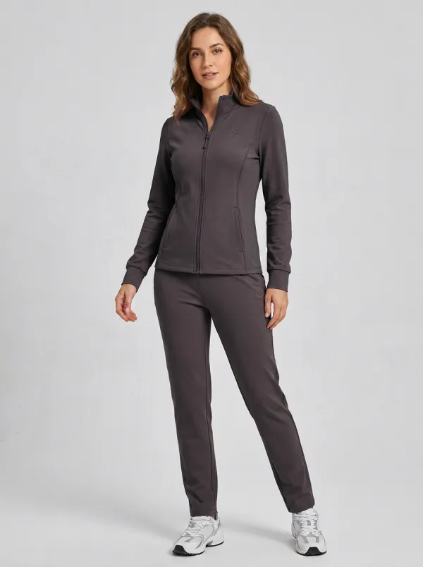 Women's Dusty Pink Activewear Zip-up Jacket and Pants Set