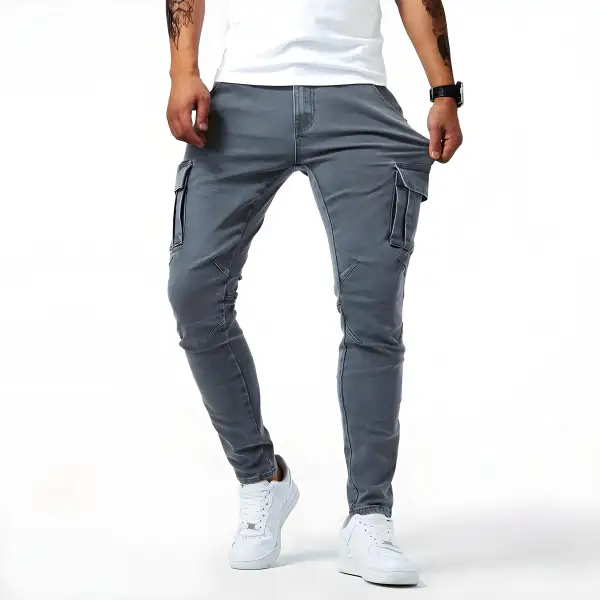 Men's Stretch Denim Cargo Trousers Cargo Pants