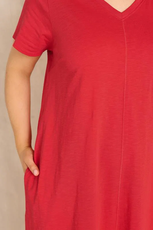 Red Premium Cotton Dress detail 3