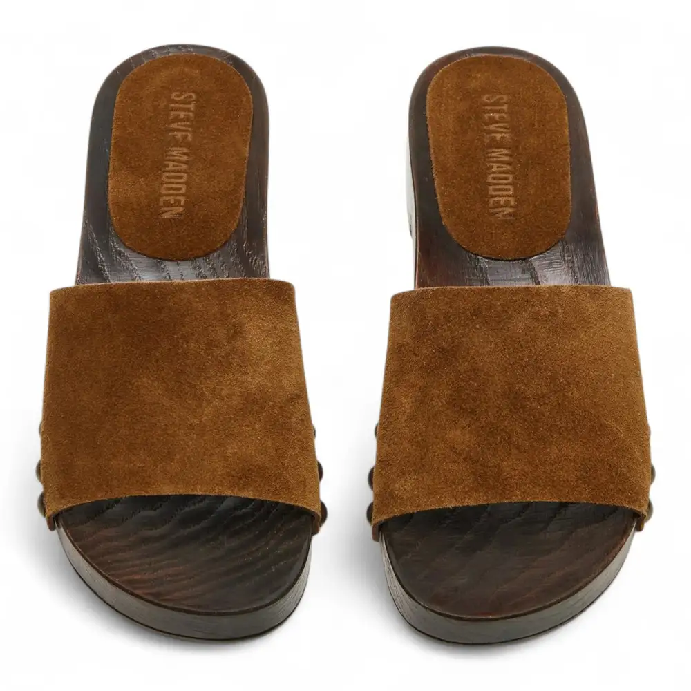 Cento Chestnut Suede Studded Slide Sandal