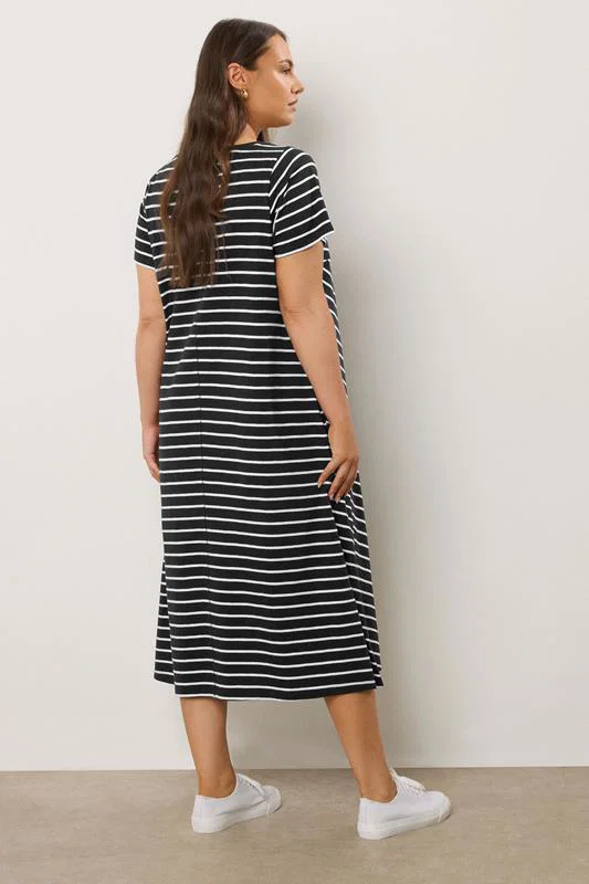 Black Stripe Premium Cotton Dress detail 2