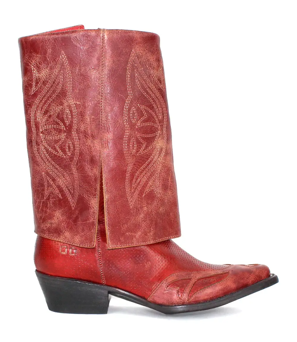 Side-Zip Perforated Western Boots