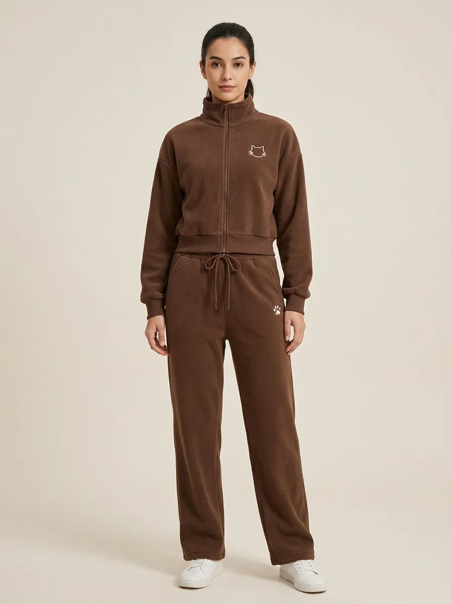 Women's Embroidered Fleece Tracksuit Set