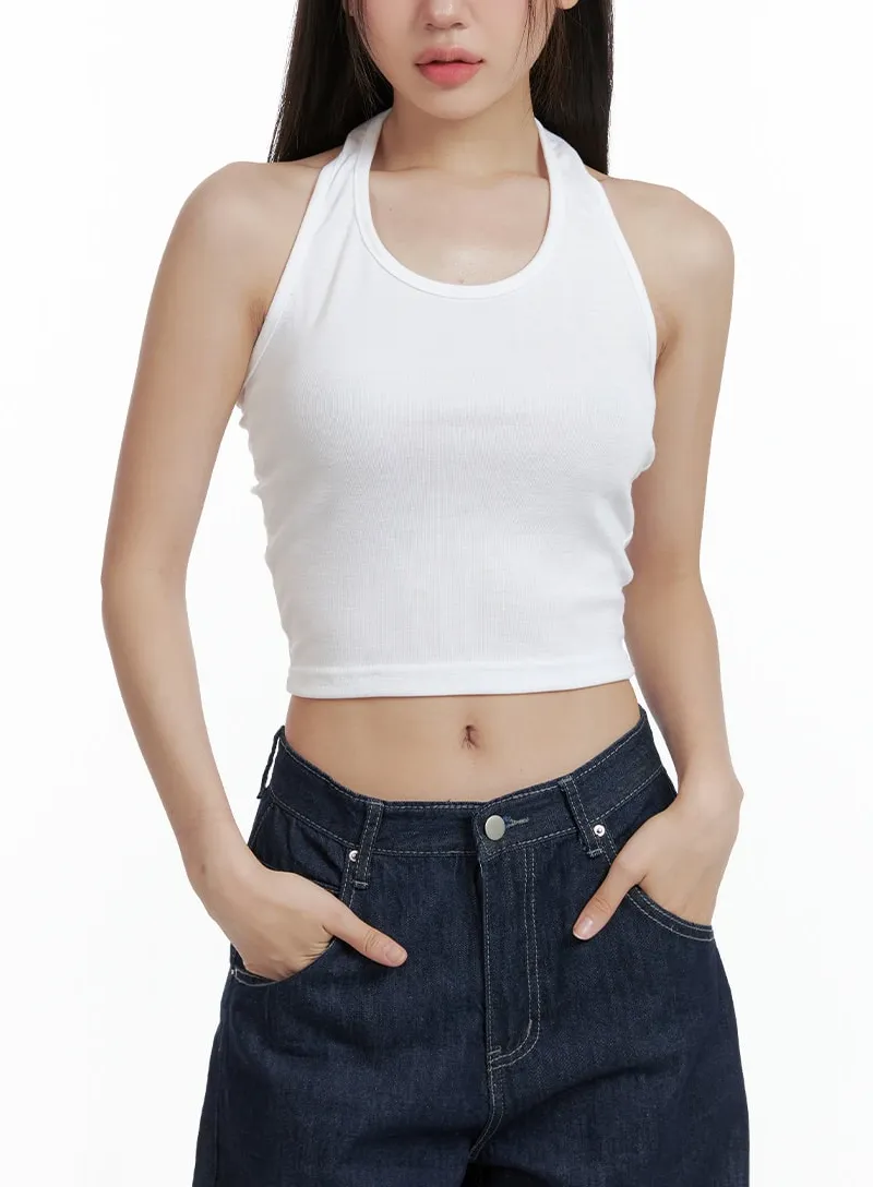 Halterneck Crop Tank Top