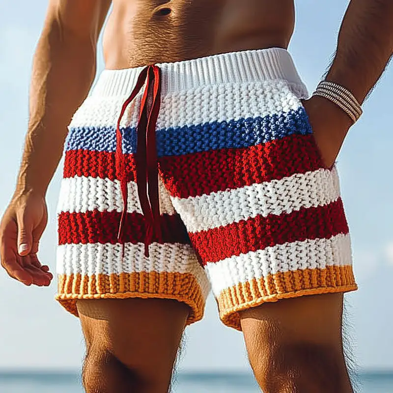 Washed Utility Striped Shorts